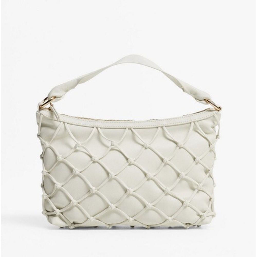 Mango Braided net bag white small hobo bag B000172